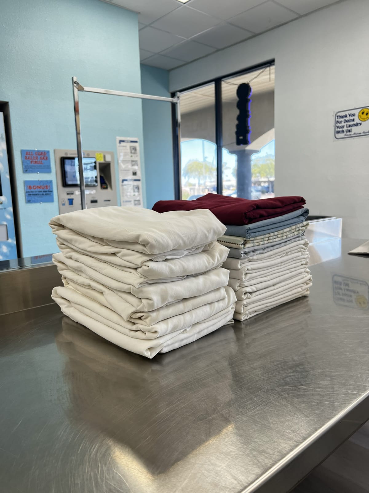 Professionally folded laundry from wash and fold service