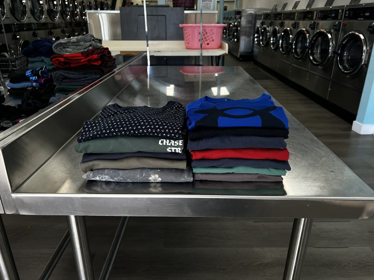 Professional wash and fold service - neatly folded clothes